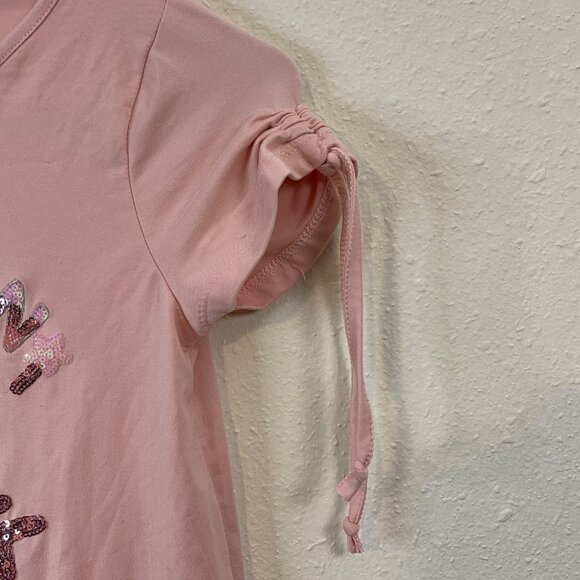 Btween Girls Pink Unicorn Club Sequin Tie-Sleeve T-Shirt Size 10 - Picture 6 of 11